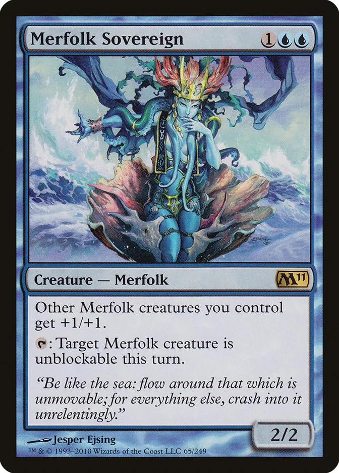 2010 Magic 2011 Merfolk Sovereign #65 rare card image