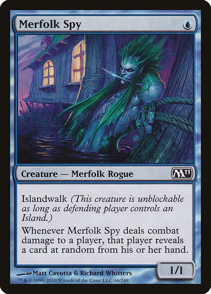 2010 Magic 2011 Merfolk Spy common #66 common card image