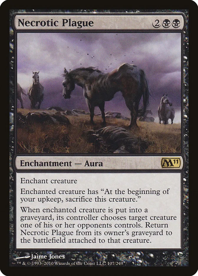 2010 Magic 2011 Necrotic Plague #107 rare card image