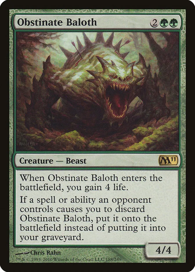 2010 Magic 2011 Obstinate Baloth rare #188 rare card image