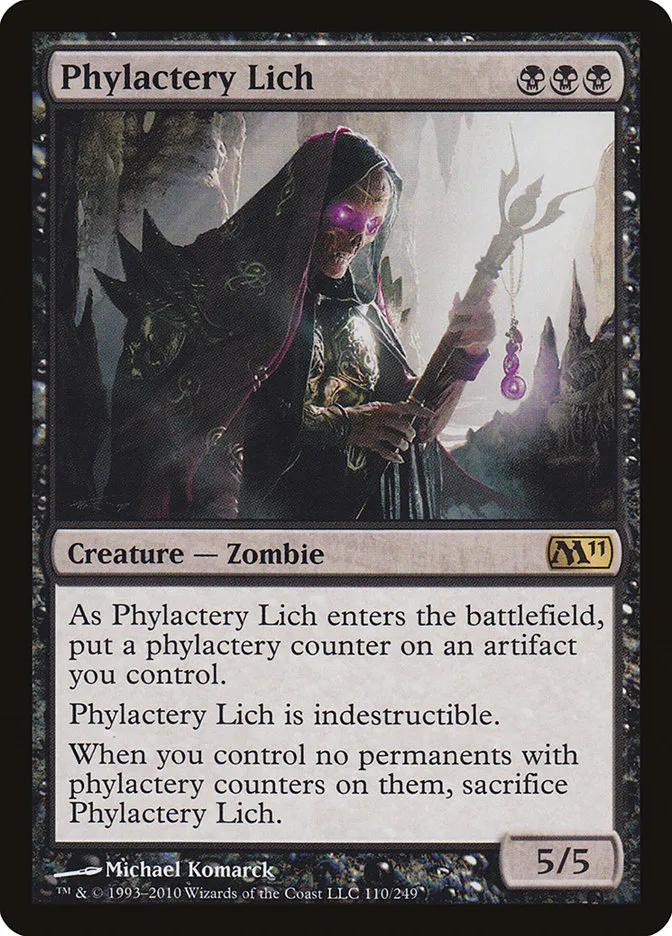 2010 Magic 2011 Phylactery Lich rare #110 rare card image