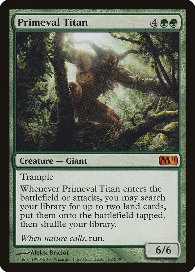 2010 Magic 2011 Primeval Titan mythic #192 mythic card image