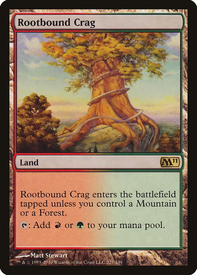 2010 Magic 2011 Rootbound Crag rare #227 rare card image