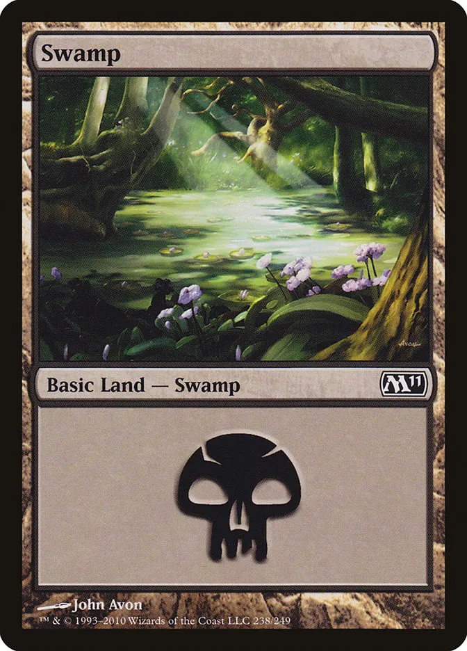2010 Magic 2011 Swamp common #238 common card image