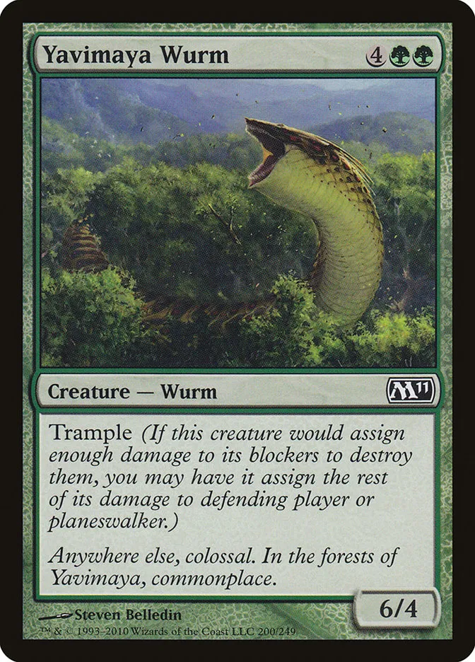 2010 Magic 2011 Yavimaya Wurm #200 common card image