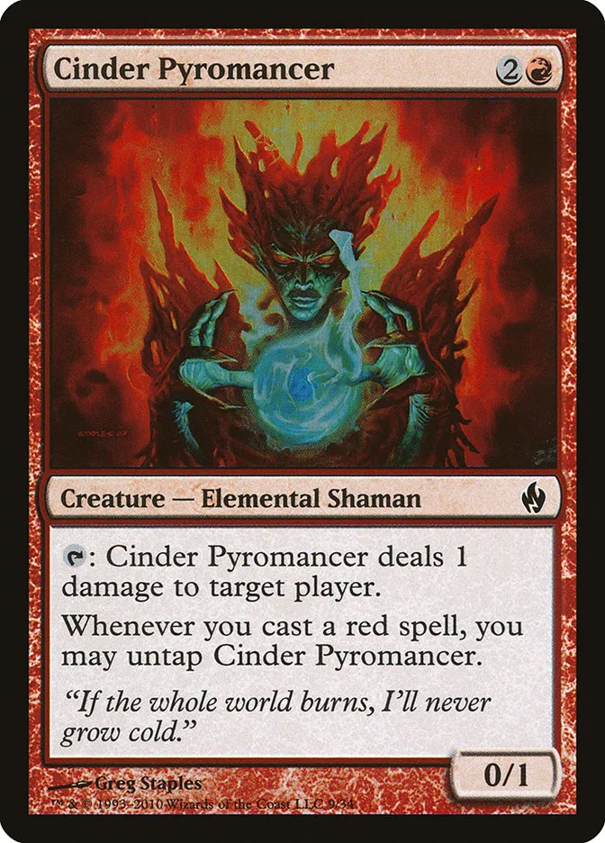 2010 Premium Deck Series: Fire and Lightning Cinder Pyromancer common #9 common card image