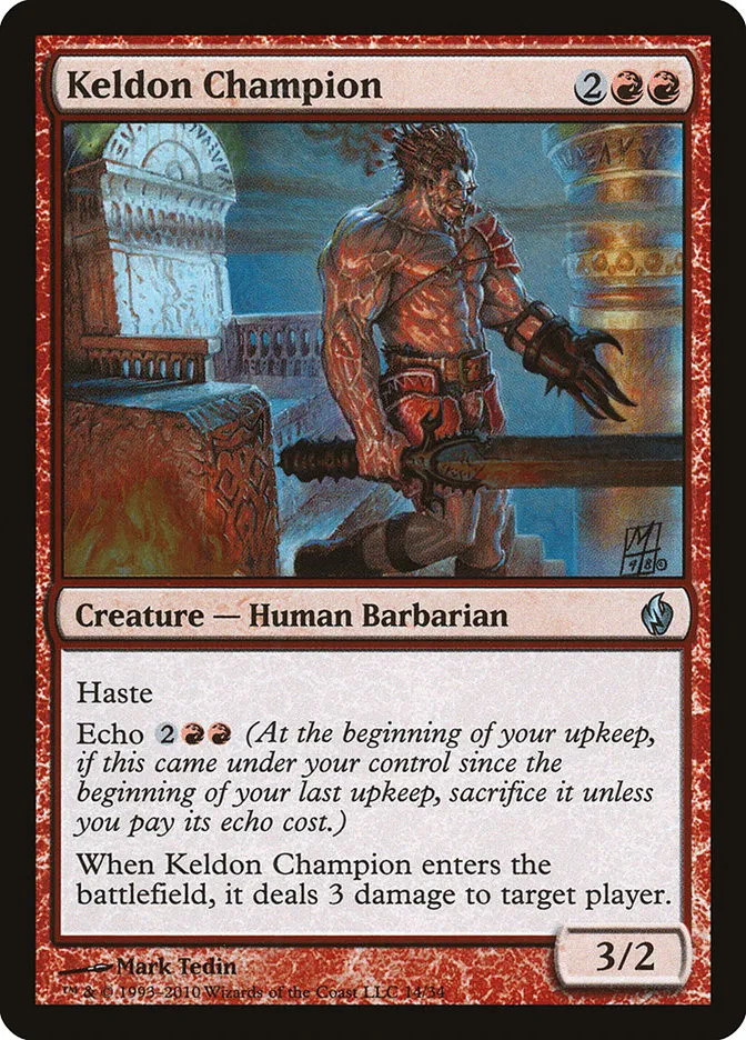 2010 Premium Deck Series: Fire and Lightning Keldon Champion uncommon #14 uncommon card image