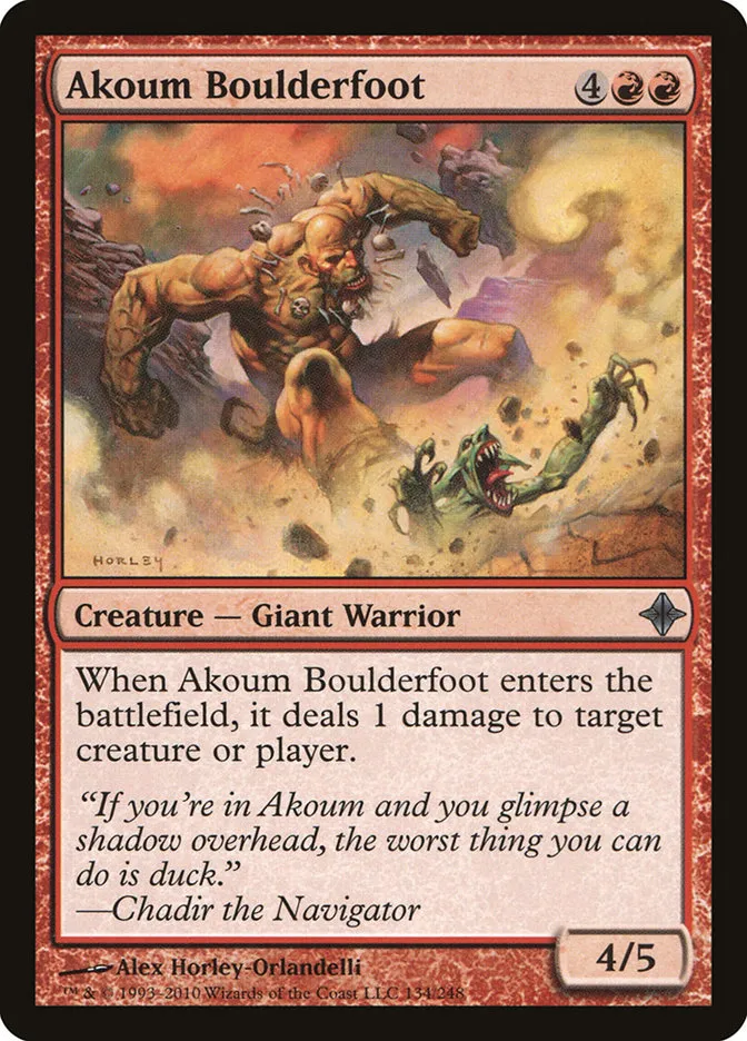 2010 Rise of the Eldrazi Akoum Boulderfoot #134 uncommon card image