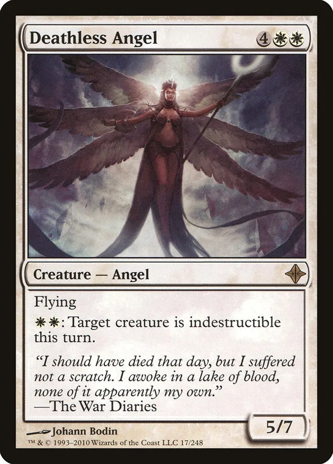 2010 Rise of the Eldrazi Deathless Angel #17 rare card image