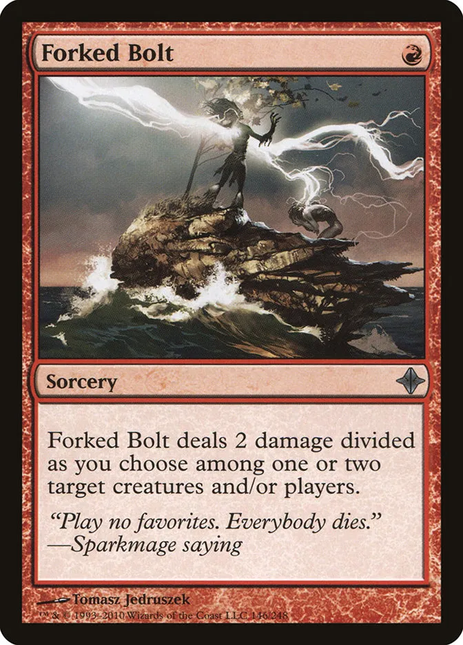 2010 Rise of the Eldrazi Forked Bolt #146 uncommon card image