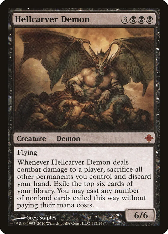 2010 Rise of the Eldrazi Hellcarver Demon #113 mythic card image