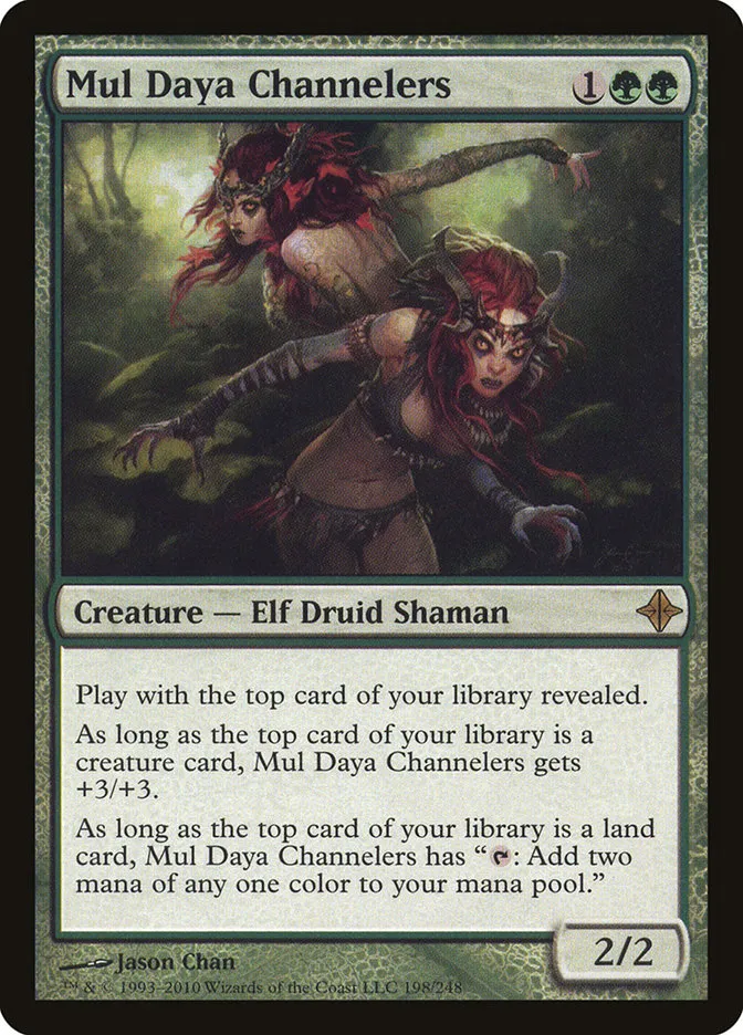 2010 Rise of the Eldrazi Mul Daya Channelers #198 rare card image