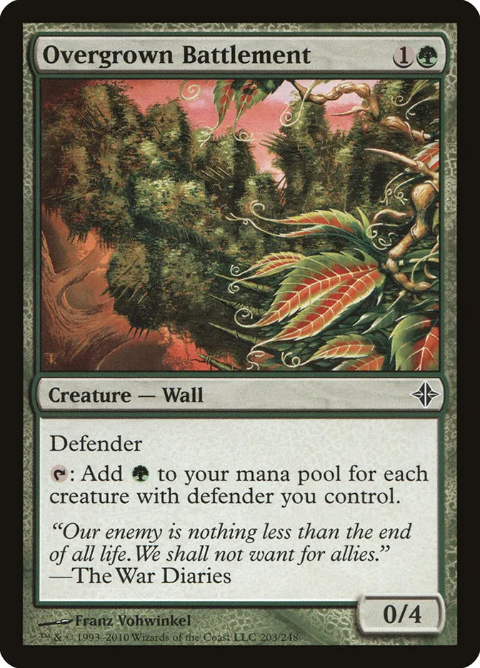 2010 Rise of the Eldrazi Overgrown Battlement #203 common card image