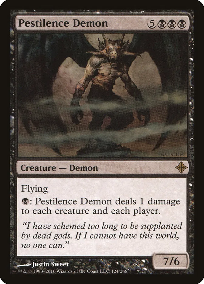 2010 Rise of the Eldrazi Pestilence Demon #124 rare card image