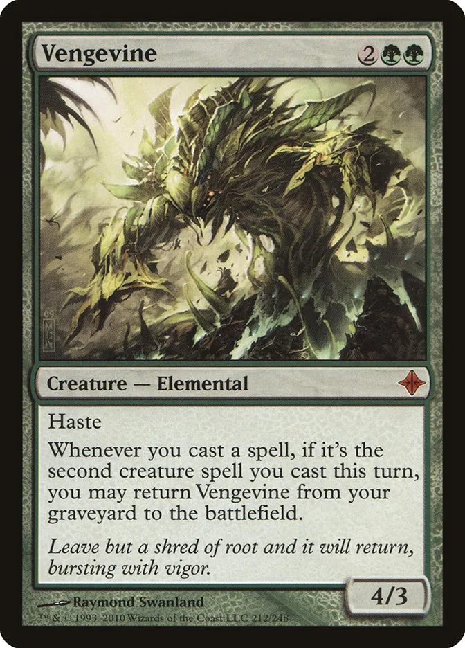 2010 Rise of the Eldrazi Vengevine #212 mythic card image