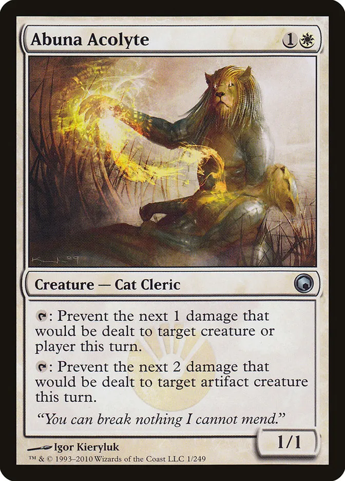 2010 Scars of Mirrodin Abuna Acolyte #1 uncommon card image