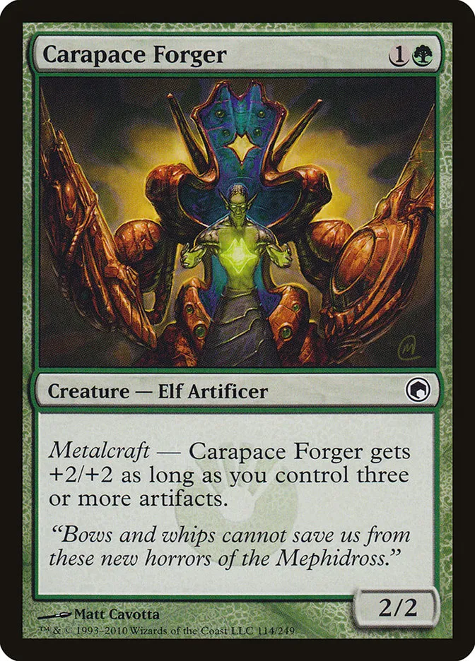 2010 Scars of Mirrodin Carapace Forger #114 common card image