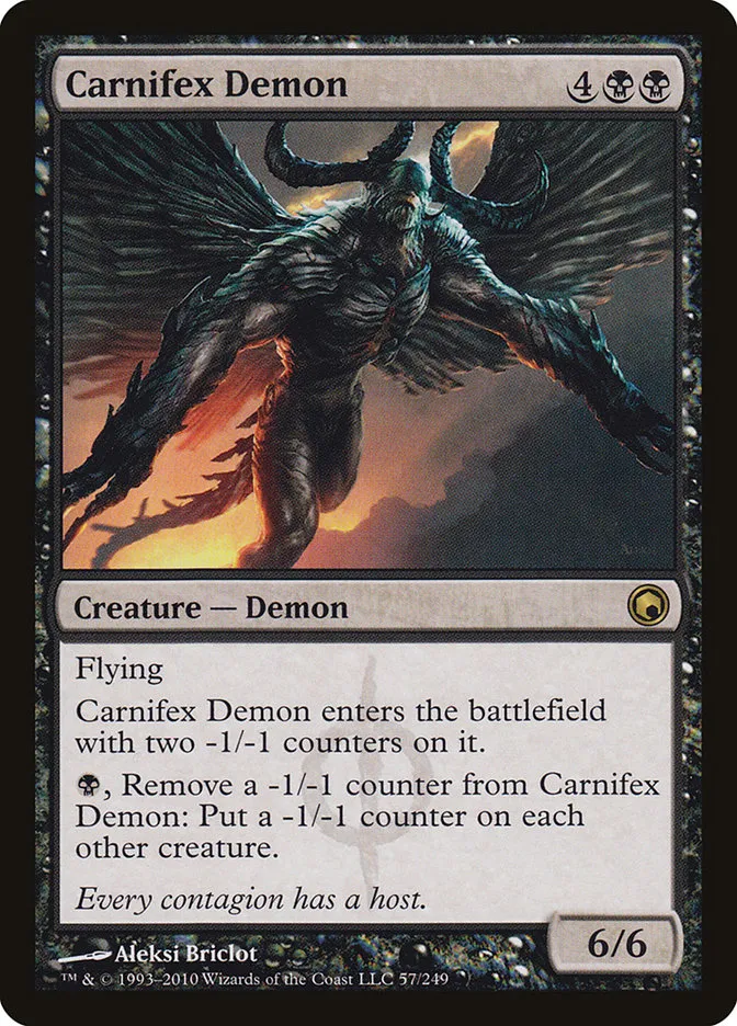 2010 Scars of Mirrodin Carnifex Demon #57 rare card image