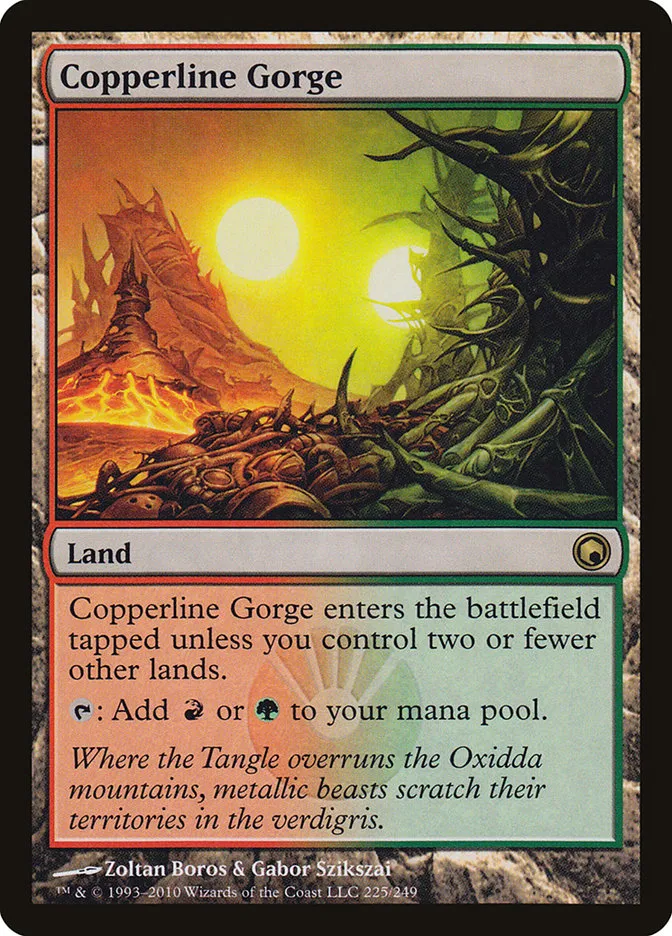 2010 Scars of Mirrodin Copperline Gorge #225 rare card image