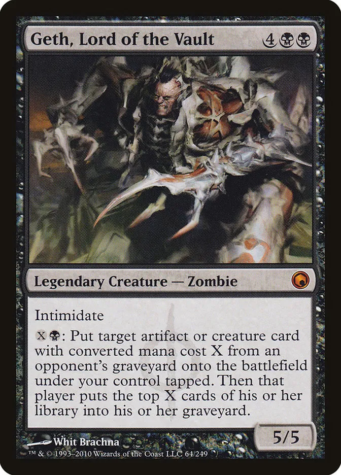 2010 Scars of Mirrodin Geth, Lord of the Vault #64 mythic card image