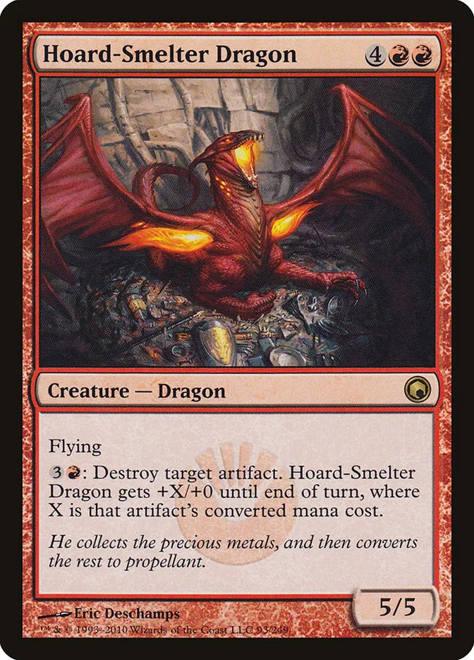 2010 Scars of Mirrodin Hoard-Smelter Dragon #93 rare card image