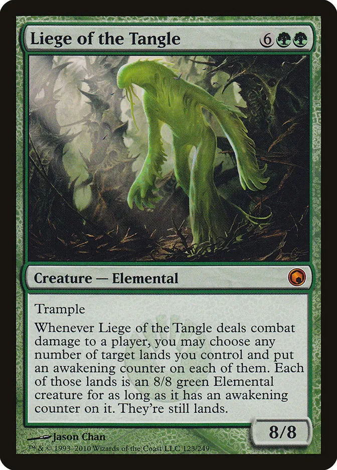 2010 Scars of Mirrodin Liege of the Tangle #123 mythic card image