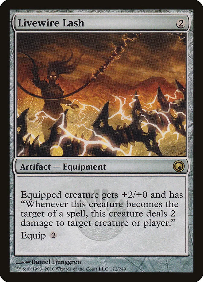 2010 Scars of Mirrodin Livewire Lash #172 rare card image