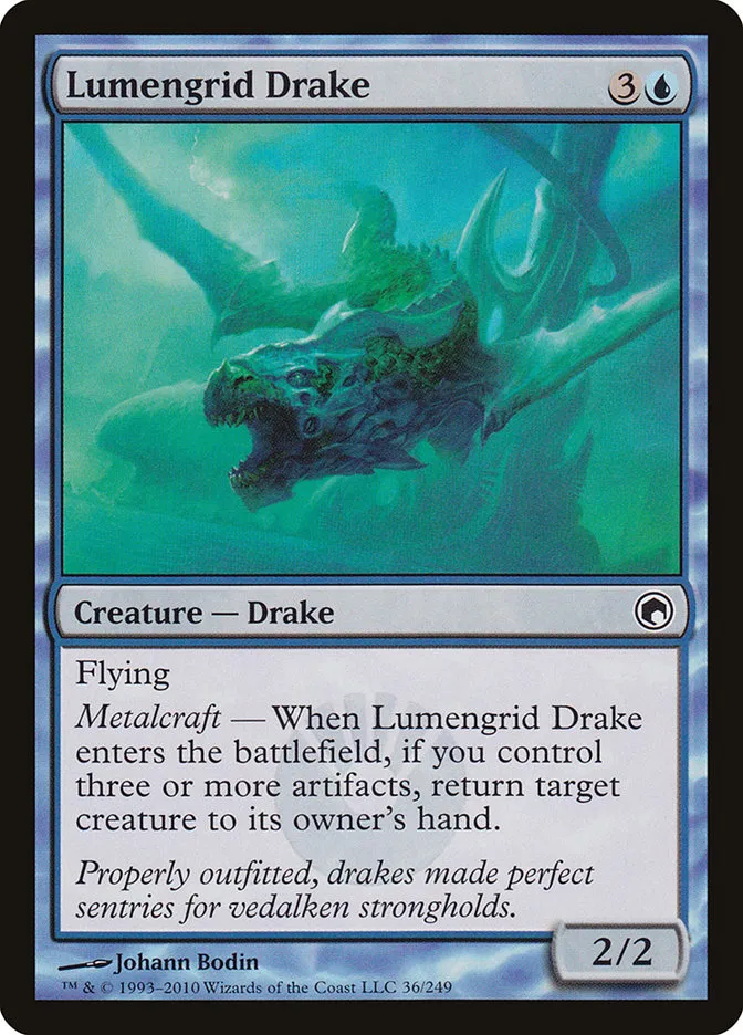 2010 Scars of Mirrodin Lumengrid Drake #36 common card image