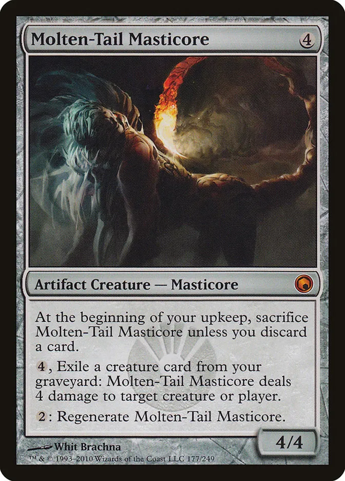 2010 Scars of Mirrodin Molten-Tail Masticore #177 mythic card image