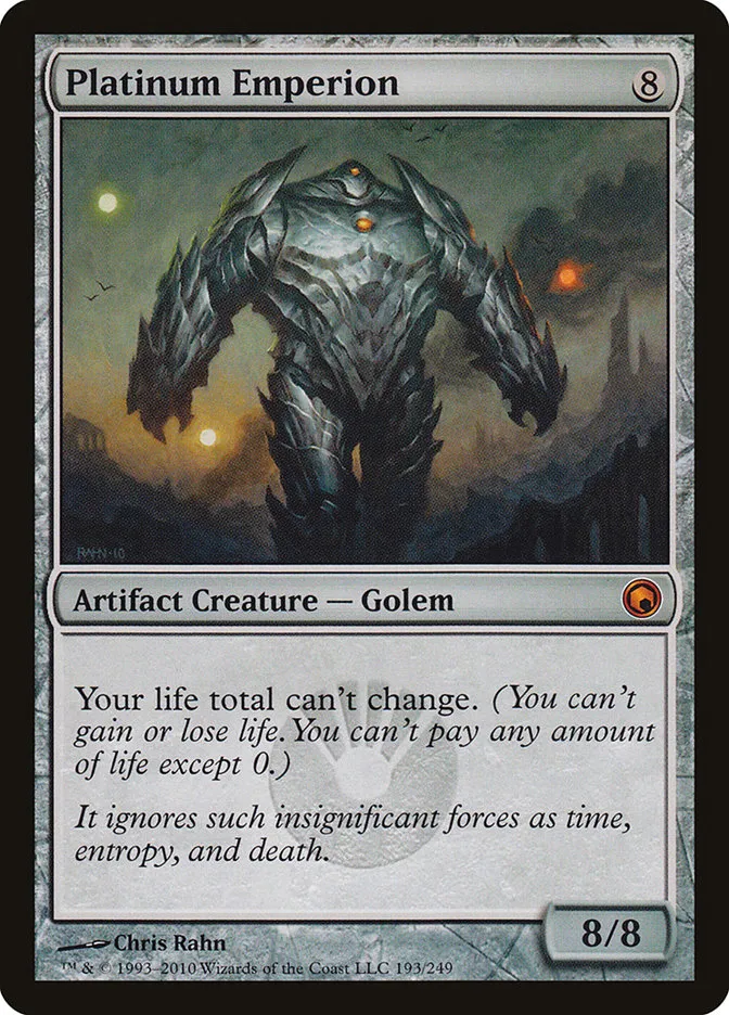 2010 Scars of Mirrodin Platinum Emperion #193 mythic card image