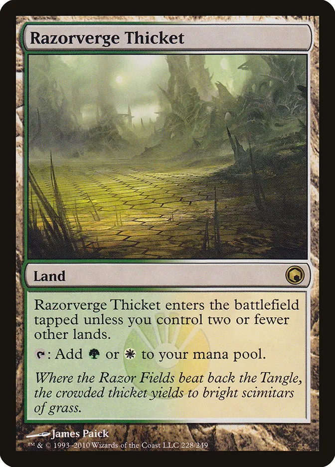 2010 Scars of Mirrodin Razorverge Thicket #228 rare card image