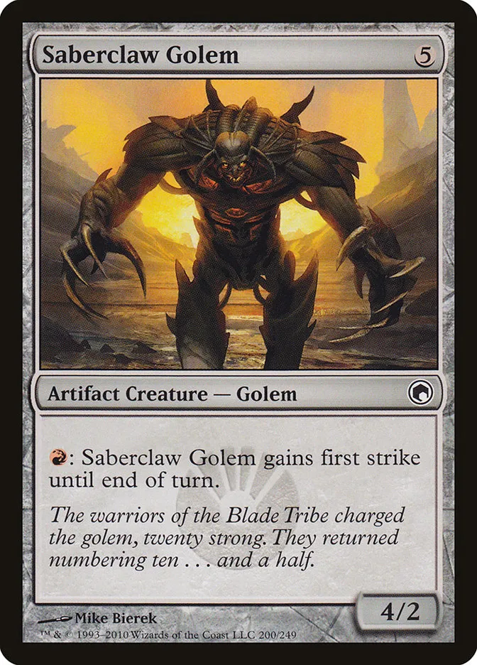 2010 Scars of Mirrodin Saberclaw Golem #200 common card image