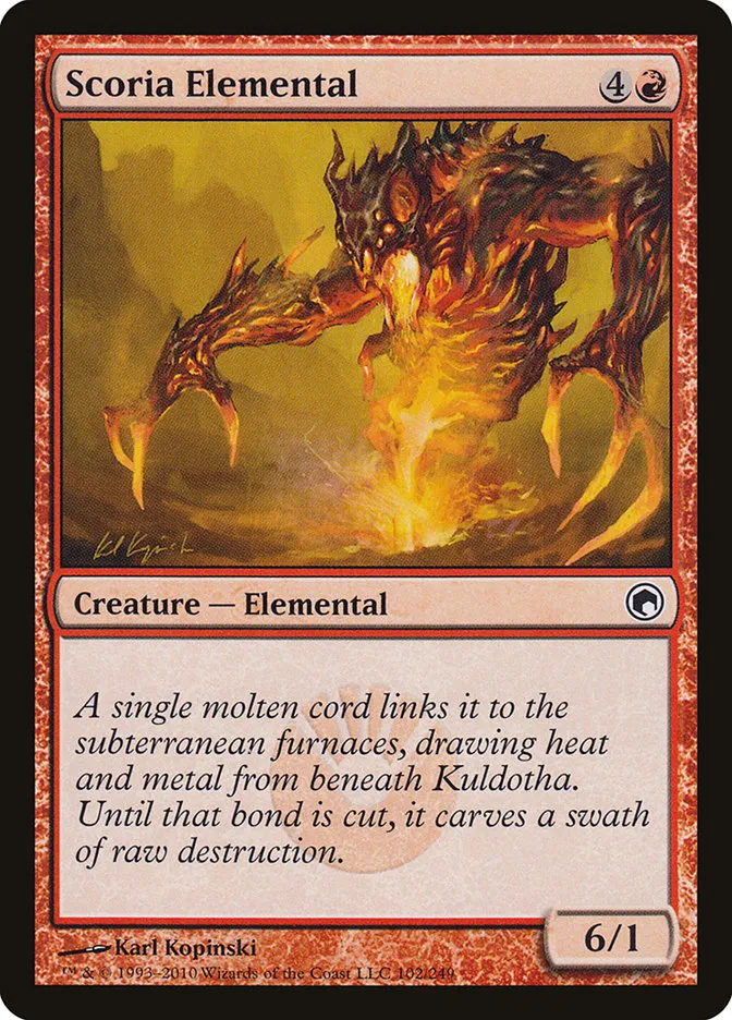 2010 Scars of Mirrodin Scoria Elemental #102 common card image