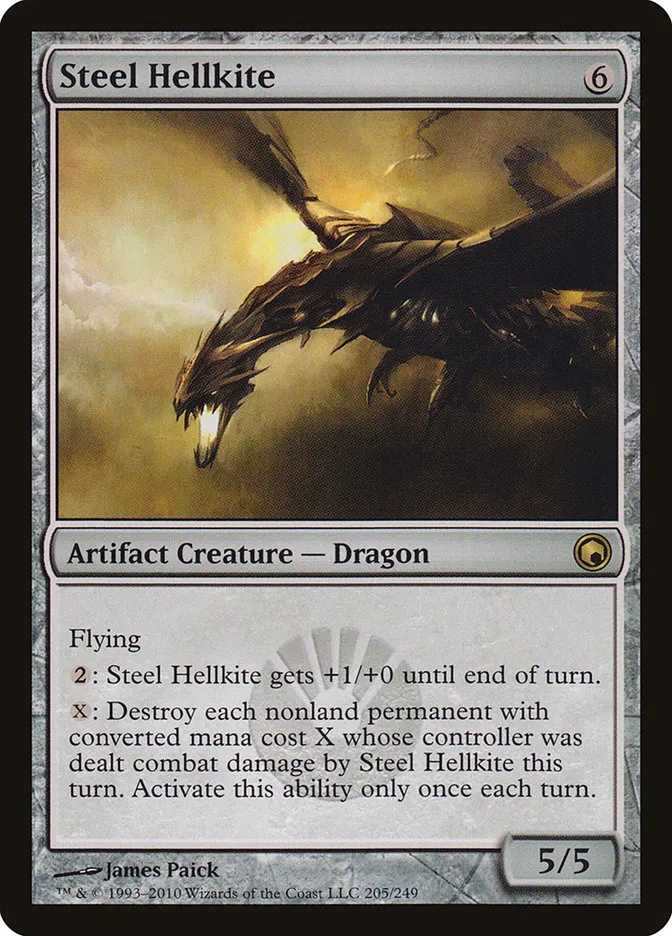 2010 Scars of Mirrodin Steel Hellkite #205 rare card image