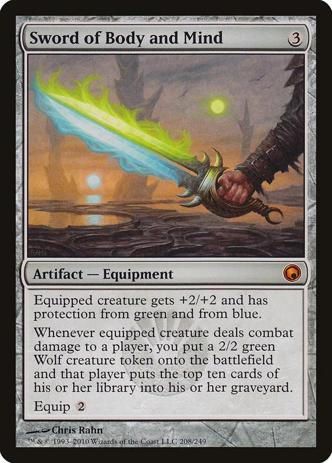 2010 Scars of Mirrodin Sword of Body and Mind #208 mythic card image