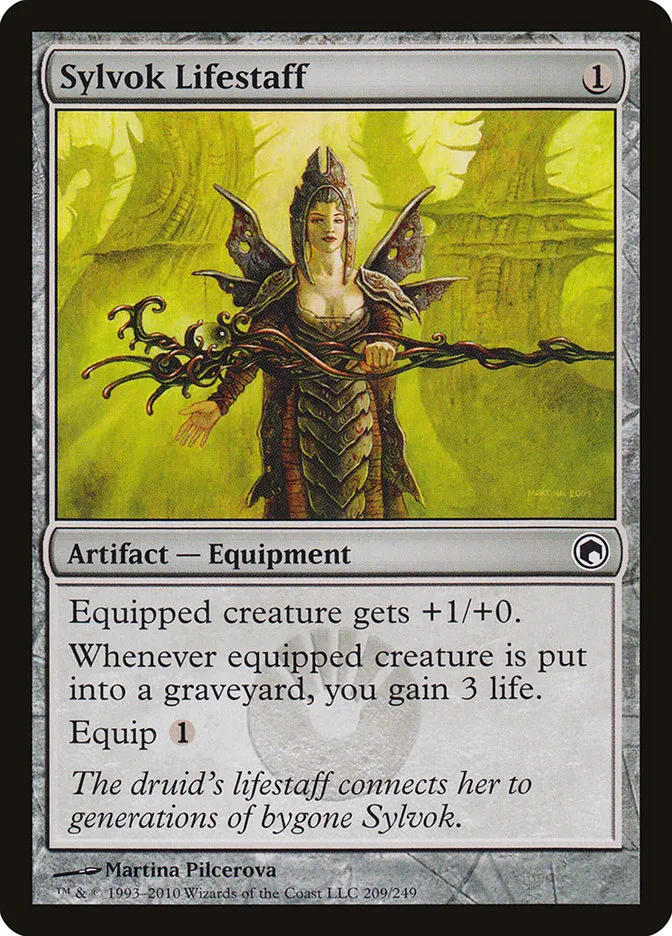 2010 Scars of Mirrodin Sylvok Lifestaff #209 common card image