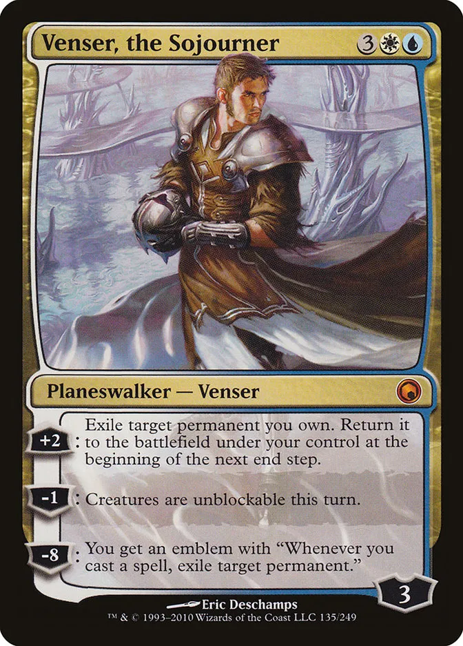 2010 Scars of Mirrodin Venser, the Sojourner #135 mythic card image