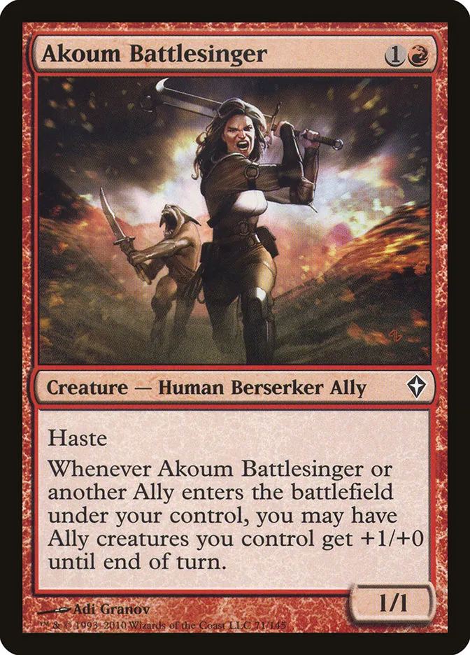 2010 Worldwake Akoum Battlesinger common #71 common card image
