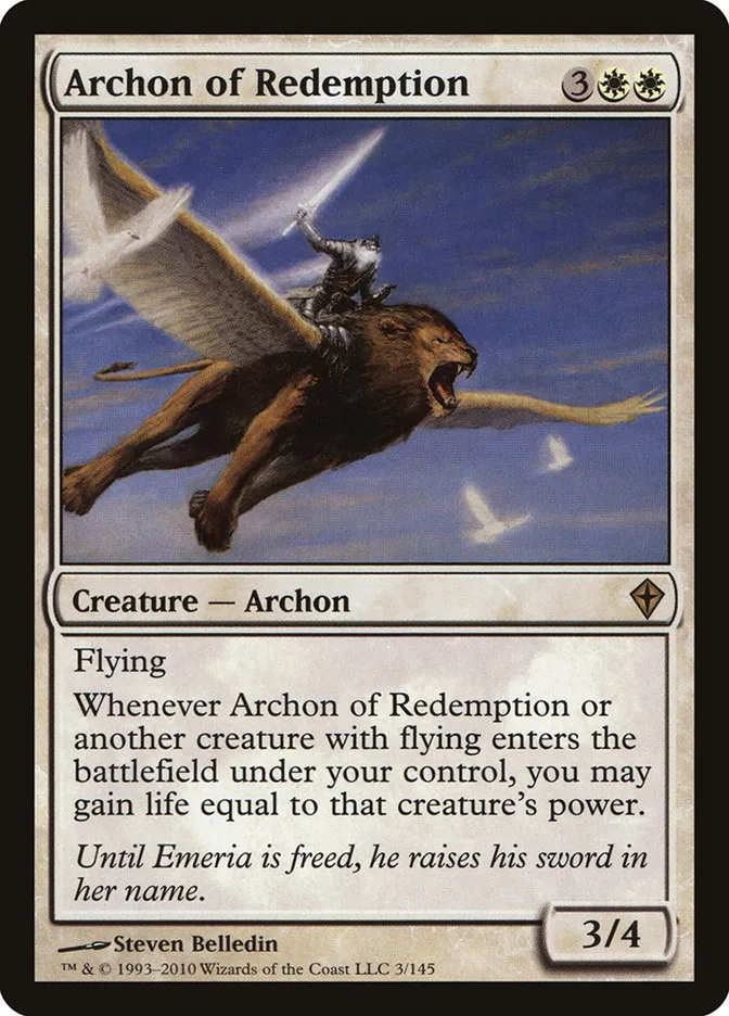 2010 Worldwake Archon of Redemption #3 rare card image