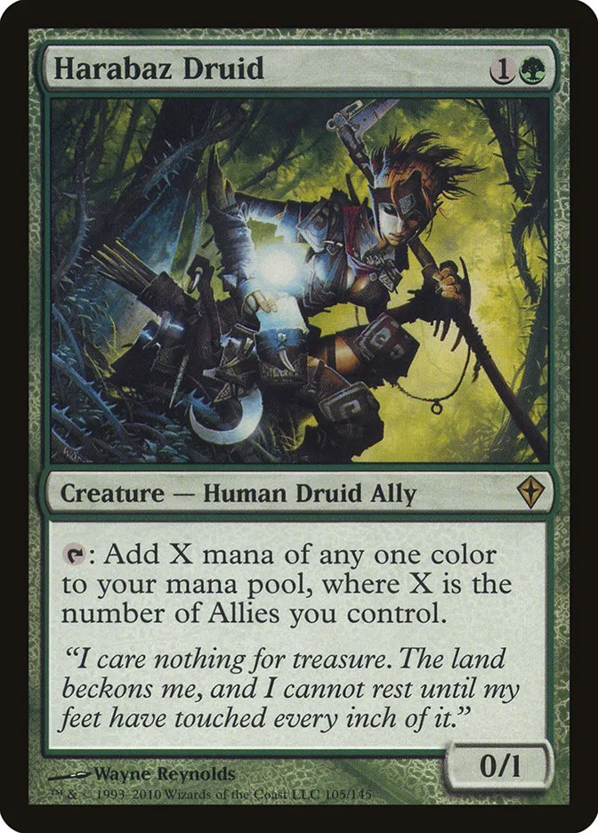 2010 Worldwake Harabaz Druid rare #105 rare card image