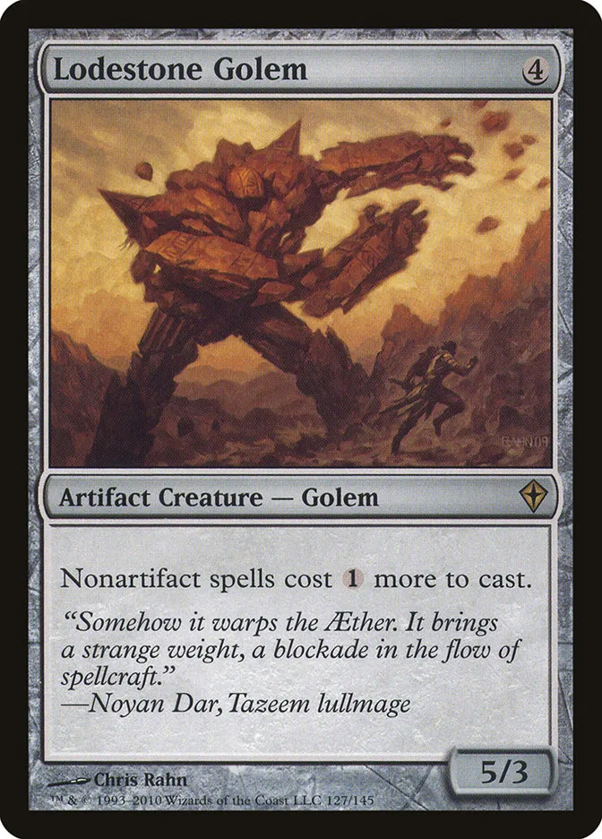 2010 Worldwake Lodestone Golem #127 rare card image