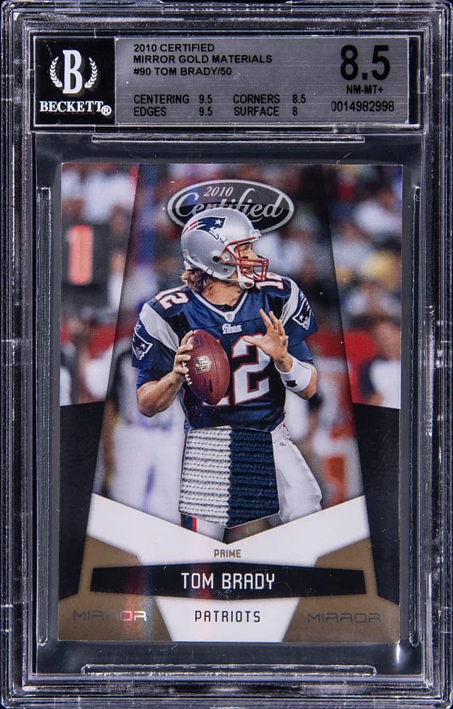 2010 Panini Certified Tom Brady Mirror Gold Materials #90 card image