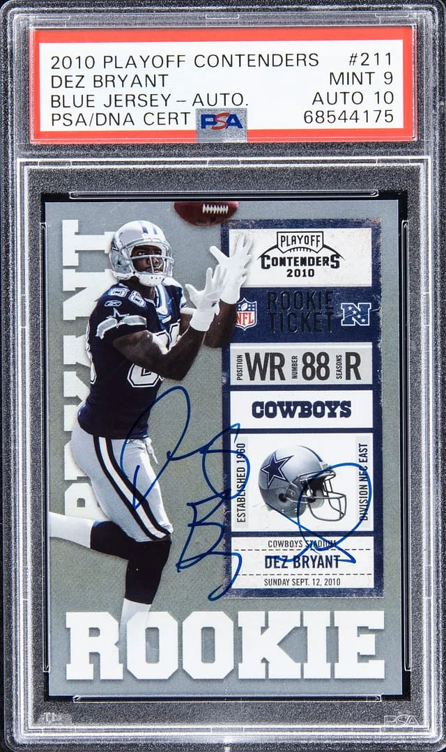2010 Panini Contenders Dez Bryant Blue Jersey Autograph #211 card image