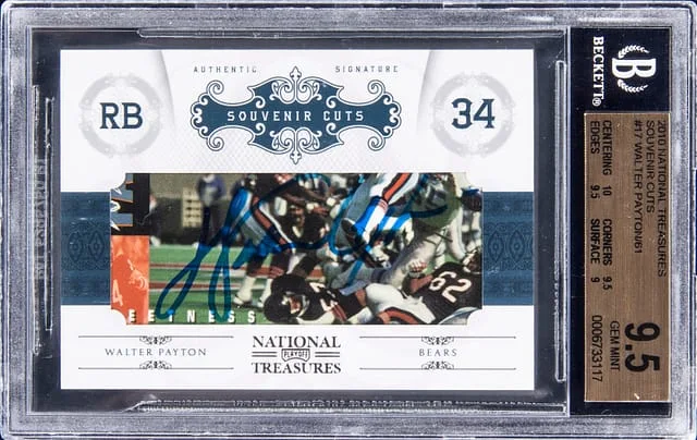 2010 Panini National Treasures Walter Payton Souvenir Cuts #17 card image