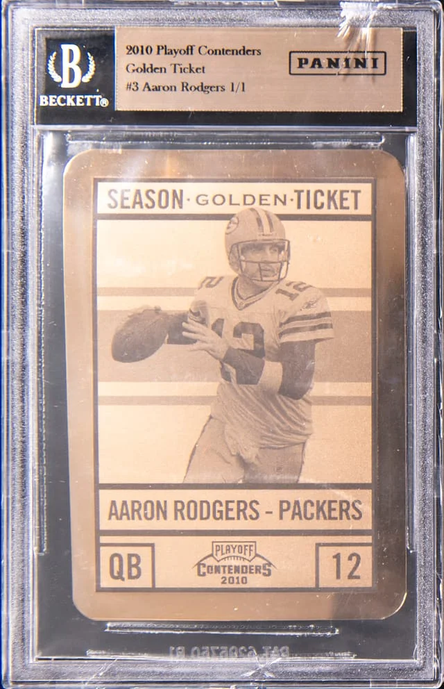 2010 Panini Playoff Aaron Rodgers Contenders Golden Ticket #3 card image
