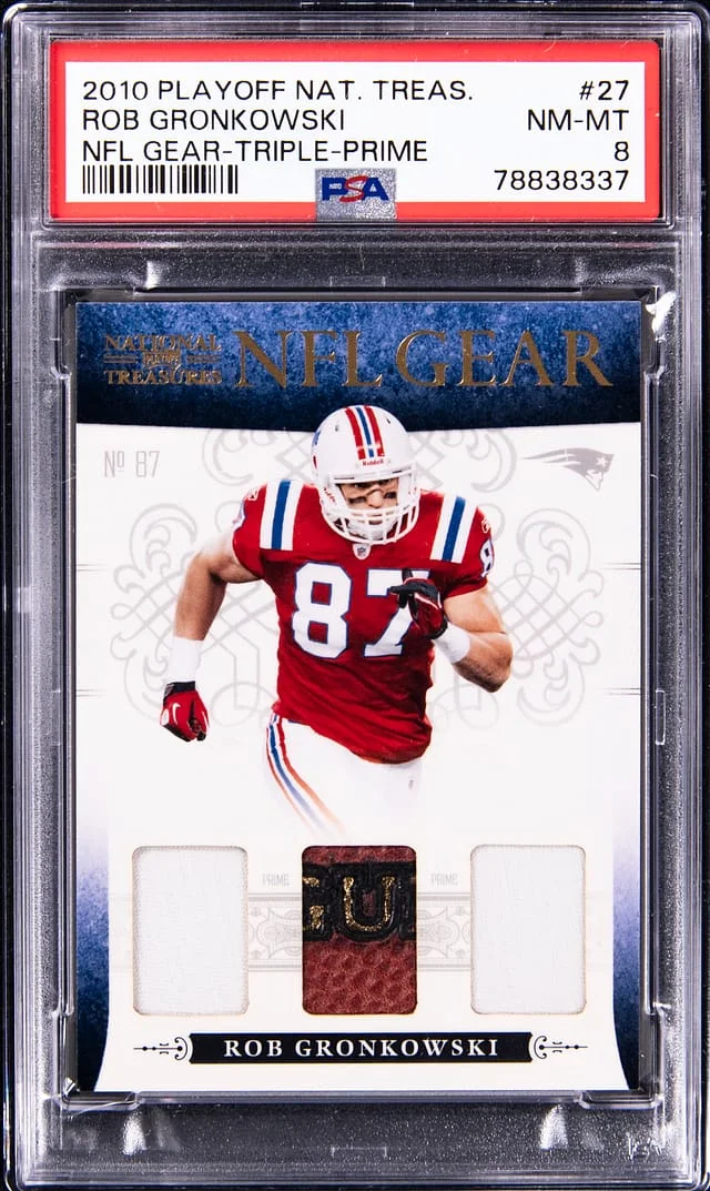 2010 Panini Playoff Rob Gronkowski National Treasures NFL Gear Triple Prime #27 card image