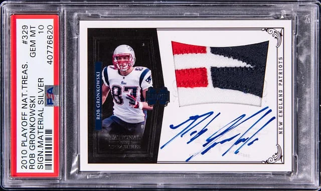 2010 Panini Playoff Rob Gronkowski National Treasures Signature Materials Silver #329 card image