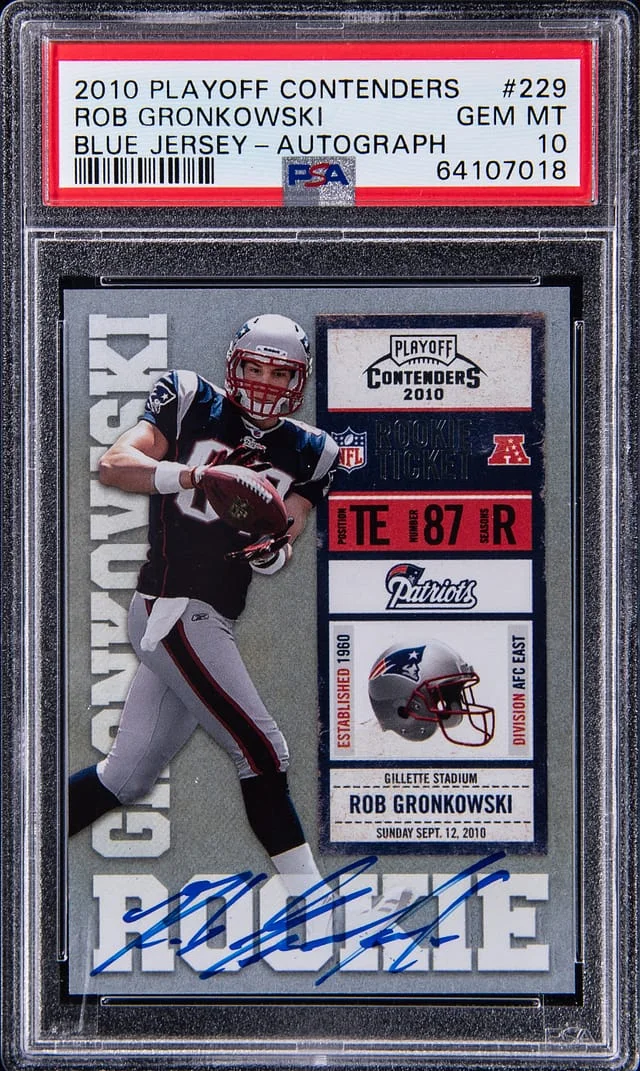 2010 Panini Playoff Rob Gronkowski, Blue Contenders Ticket Autograph #229 card image