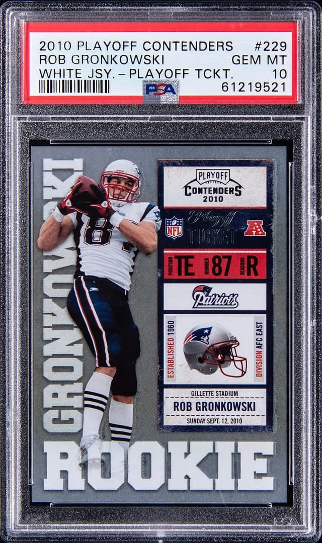 2010 Panini Playoff Rob Gronkowski, White Contenders Ticket Autograph #229 card image