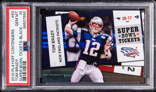 2010 Panini Playoff Tom Brady Contenders Super Bowl Tickets Black #63 card image